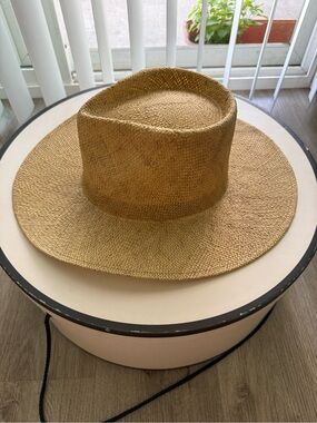 lack of color the oasis brown gold hemp straw western fedora sun hat size medium